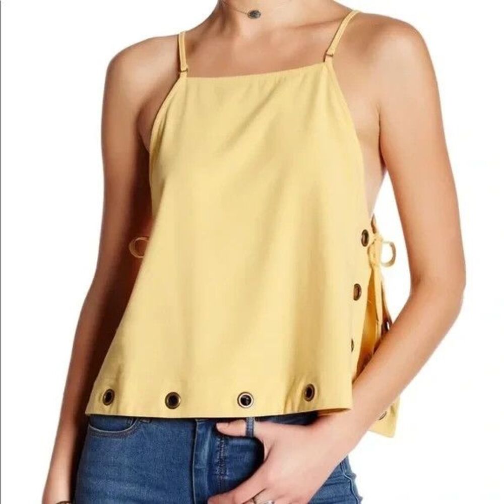 Free People Tank Top Side Tie Mustard Yellow XS NWT Org. $68